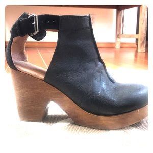 Free People wood and leather booties